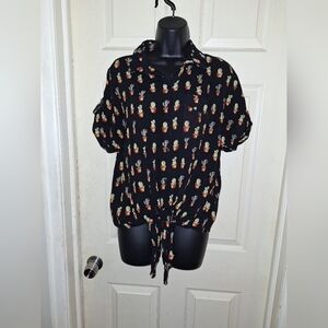 Love Notes button-down tank top cactus print size large